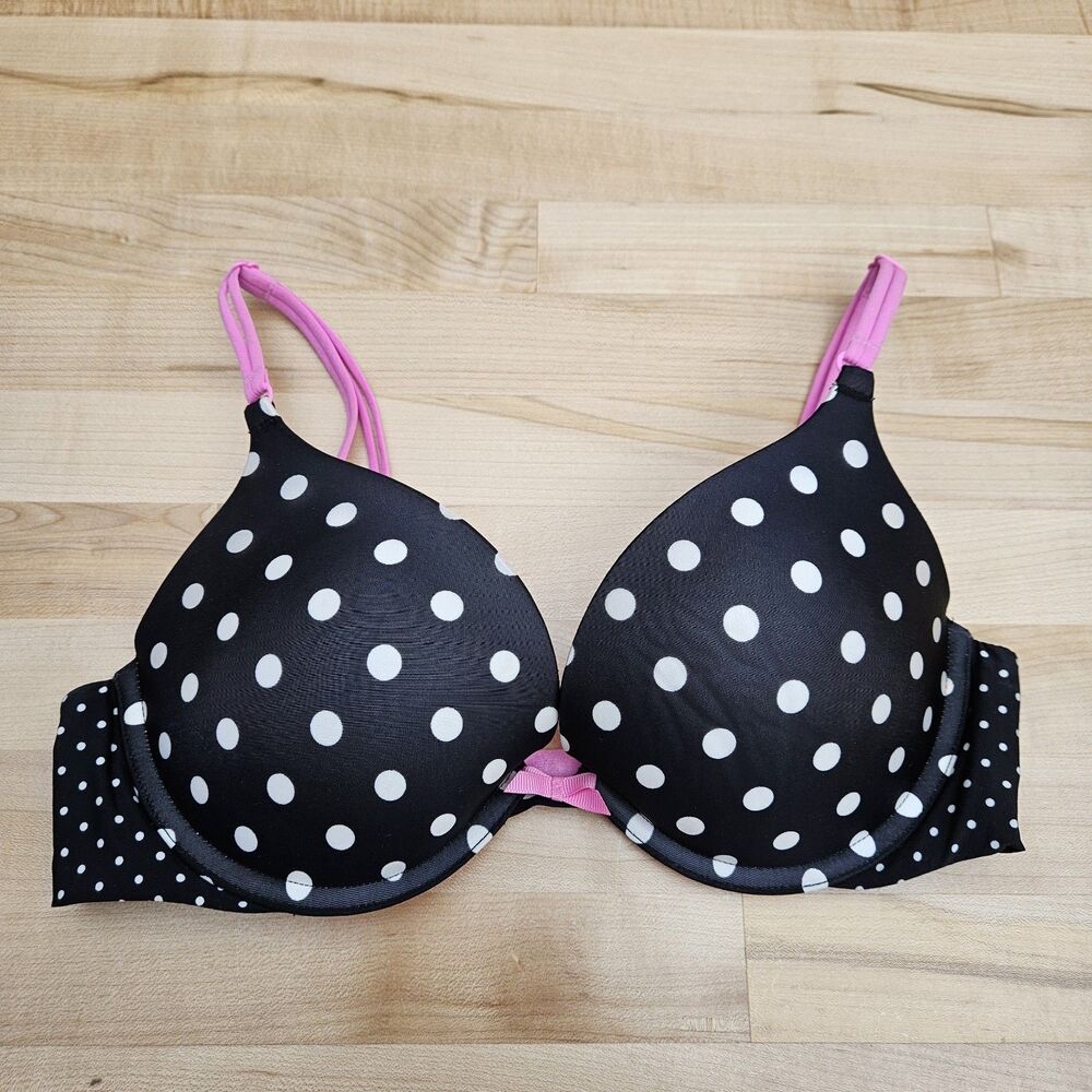 Victoria's Secret 34C VERY SEXY Hot Pink Polka Dot Push Up Bra 34 C T-Shirt